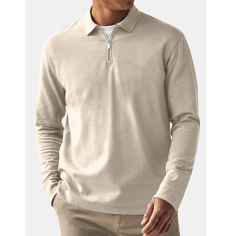 Men's Solid Color Zip-Up Collar Sweatshirt 94700179Y