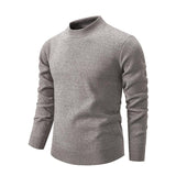 Men's Solid Color Half High Crew Neck Slim Thick Knit Sweater 65473578X