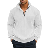 Men's Retro Casual Stand Collar Zipper Loose Jacquard Sweatshirt 57147354X