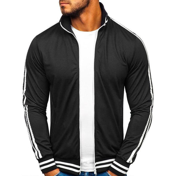 Men's Contrasting Color Zipper Outdoor Casual Stand Collar Long Sleeve Jacket 71858771X