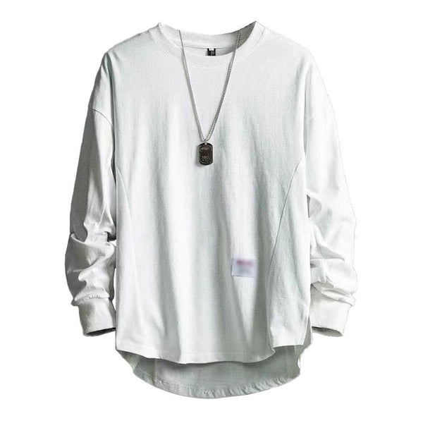 Men's Casual Solid Color Round Neck Long Sleeve Loose T-Shirt 03403816M