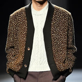 Men's Leopard Print Knitted Cardigan 89502212U