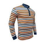 Men's Coloring Striped Henley Collar Long Sleeve T-shirt 61350466Z