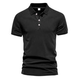 Men's Solid Color Lapel Short Sleeve Polo Shirt 07059385Z