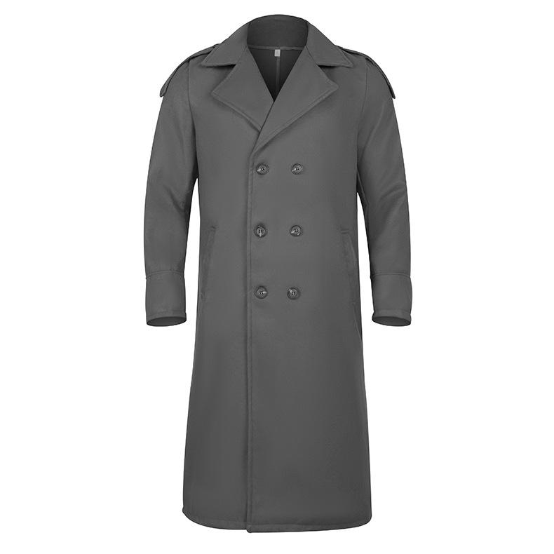 Men's Turn-down Collar Double Breasted Solid Long Coat 63857145Z