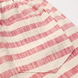 Men's Casual Cotton Linen Stripe Elastic Waist Straight Shorts 54118289M