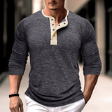 Men's Button Collar Long Sleeve T-Shirt 38365376U