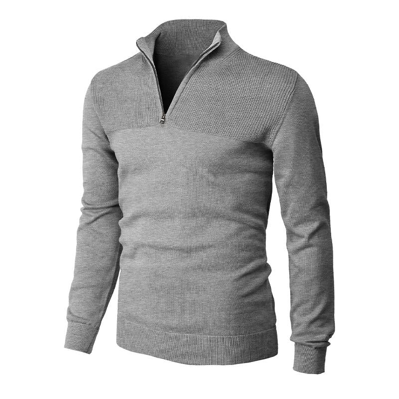 Men's Solid Color Stand Collar Half Zip Sweater 38135533X