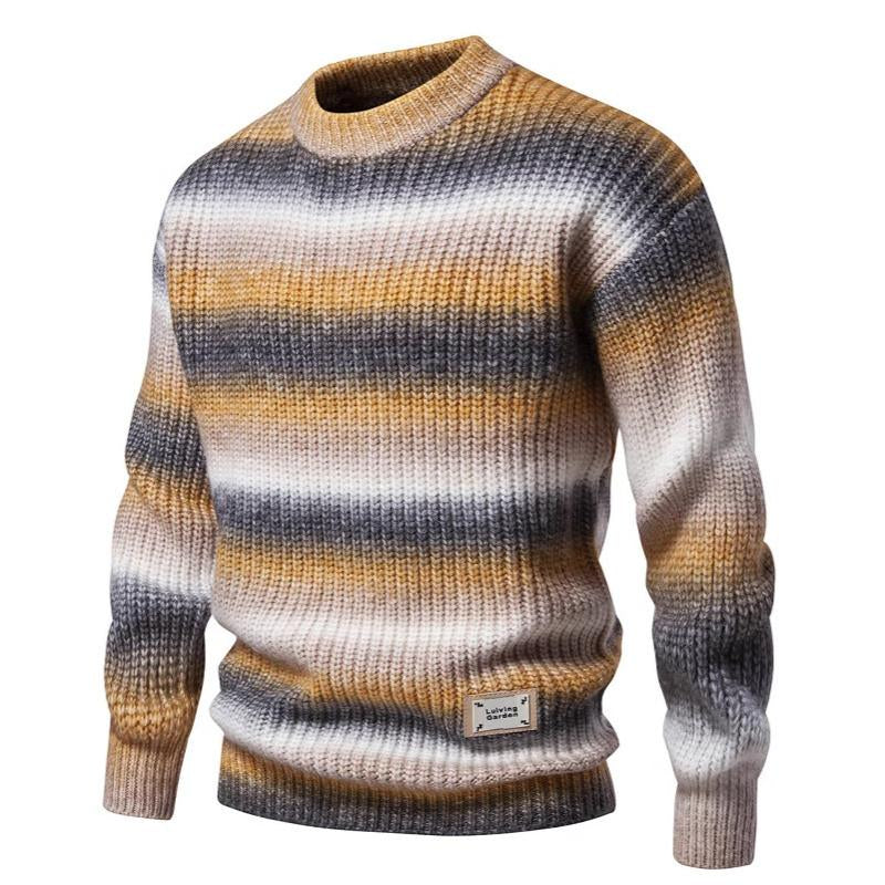 Men's Sheep Wool Colorblock Crew Neck Pullover Sweater 72493663U