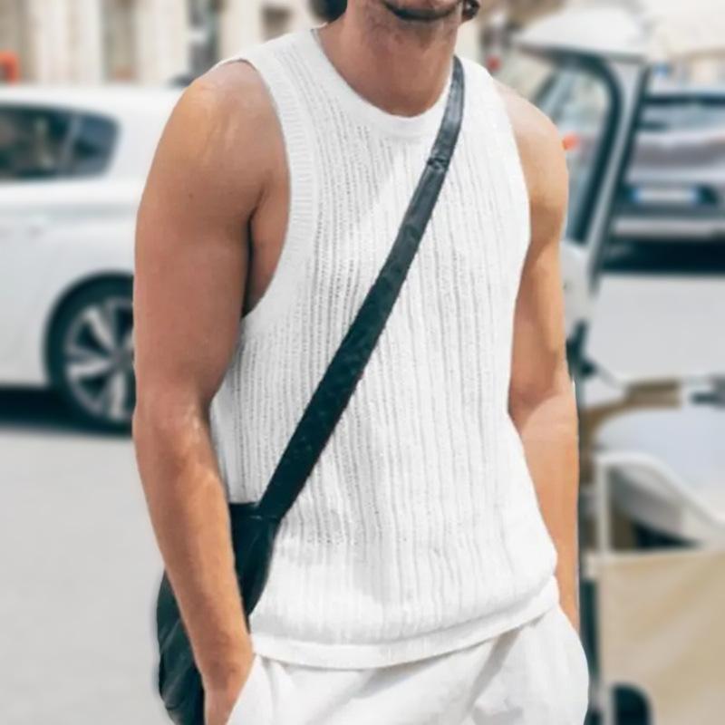 Men's Casual Knitted Crew Neck Tank Top 89853126TO