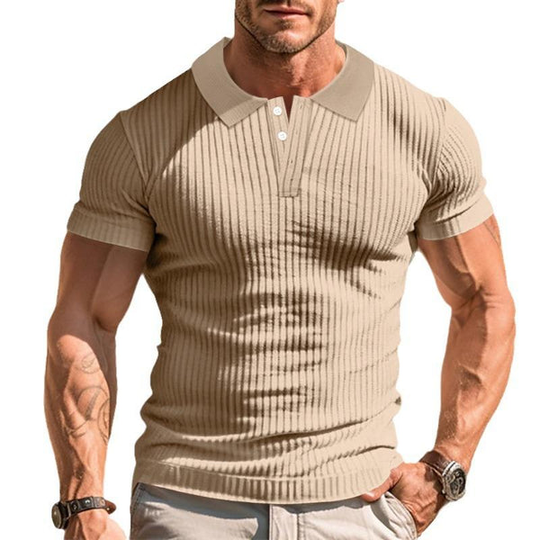 Men's Casual Short-sleeved Knitted Lapel T-shirt 66147193X