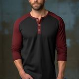 Men's Colorblock Raglan Henley Long Sleeve T-Shirt 35896128X