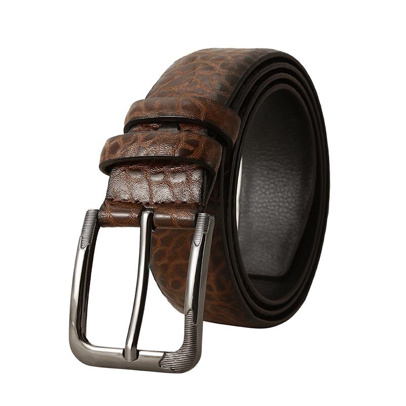 Ceinture en cuir à boucle ardillon haut de gamme pour homme, style rétro, décontracté et polyvalent, 33729143K