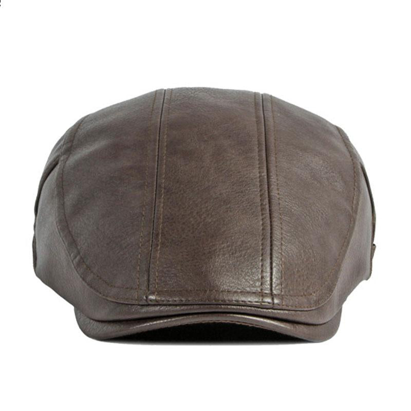 Men's Vintage Thick Warm Leather Cap 92575373M