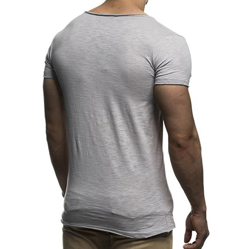 Men's Fashion V Neck Short Sleeve Solid Color T-Shirt 57972844X