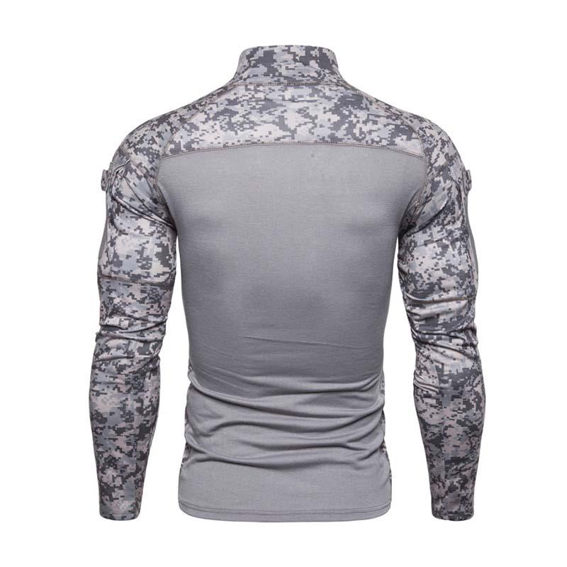 Men's Classic Casual Camouflage Stitching Zipper Stand Collar Long Sleeve T-shirt 41071004K