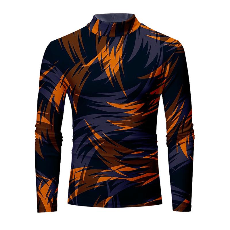 Men's Printed Crew Neck Long Sleeve T-Shirt 75682084X