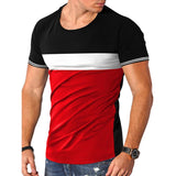 Men's Fashionable Color Block Round Neck Slim Fit Short Sleeve T-Shirt 05490950M