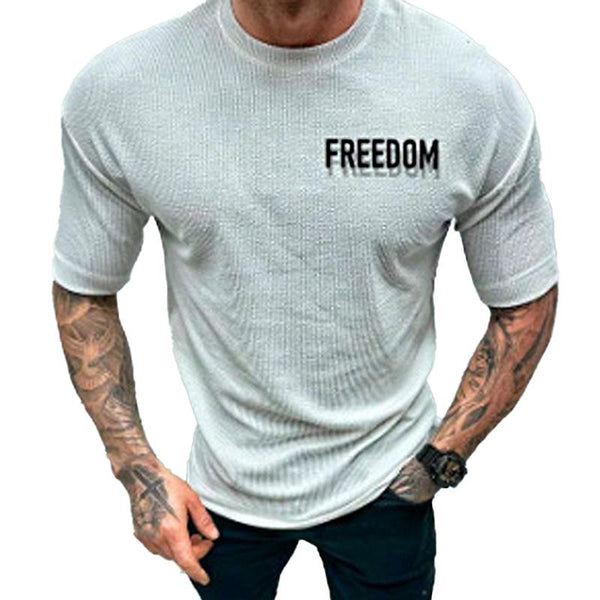 Men's Casual Letter Print Round Neck Short Sleeve T-Shirt 58060818Y