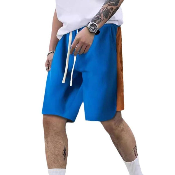 Men's Color Block Waffle Loose Shorts 95770936X