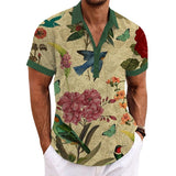 Men's Casual Linen Cotton Lapel Short-sleeved Shirt 55080607X