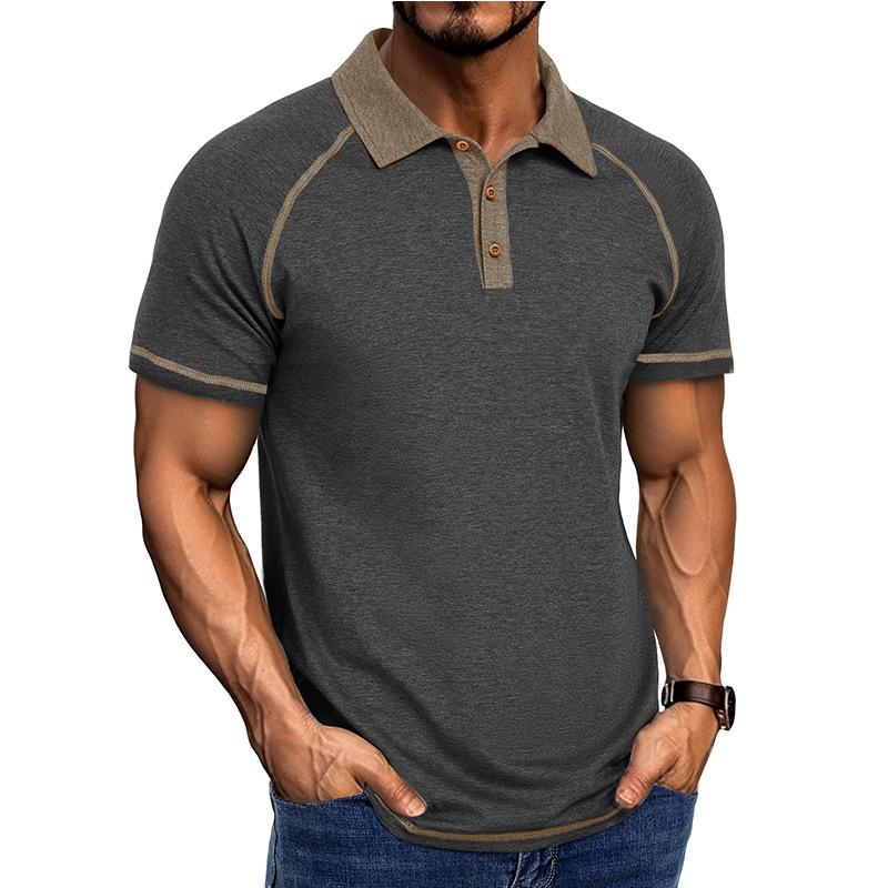 Men's Casual Contrast Color Short-sleeved POLO Shirt 57895287X