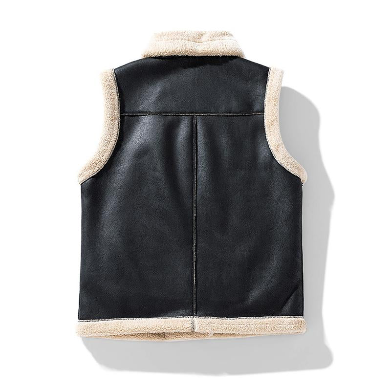 Men's Casual Suede Warm Shearling Vest 54868250Y