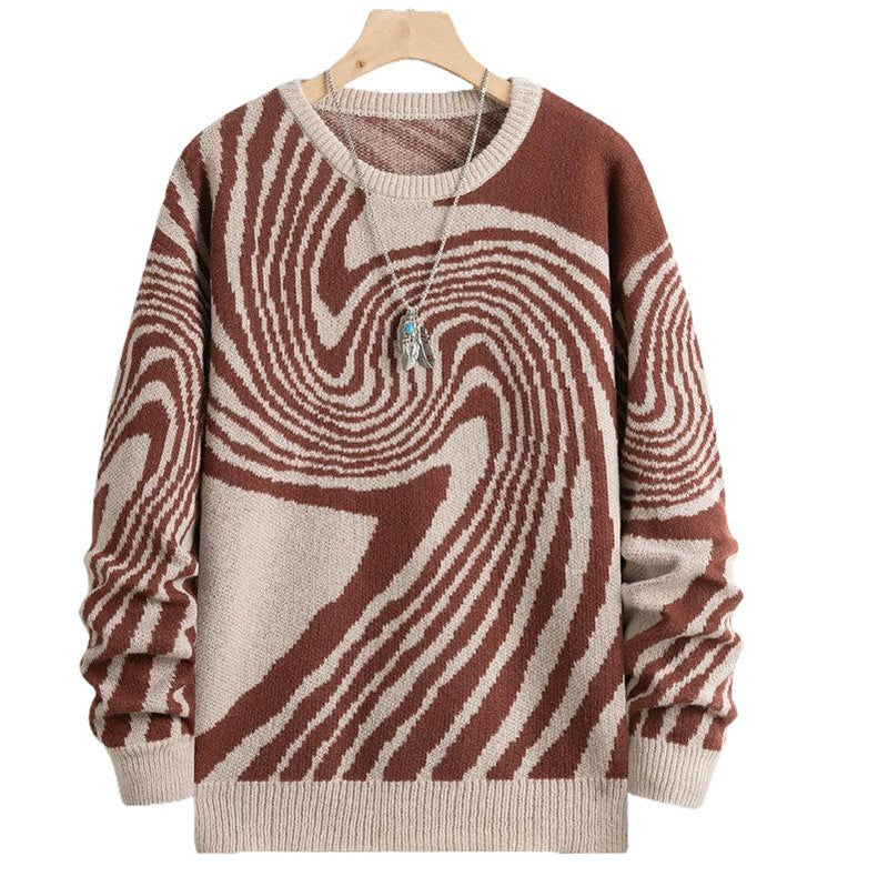 Men's Jacquard Crew Neck Knitted Sweater 06439053U