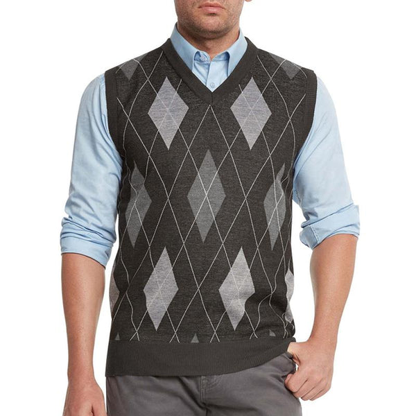 Men's Vintage Plaid V-Neck Pullover Knitted Vest 49405960Y