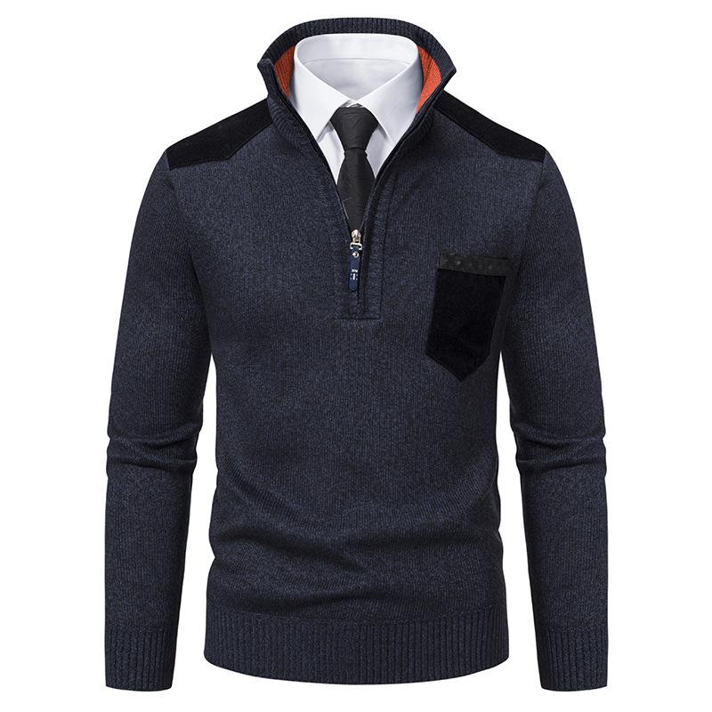 Men's Stand Collar Pullover Warm Sweater 04373875F