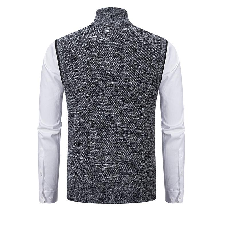 Men's Stand Collar Sleeveless Knitted Fleece Vest (without shirt)07402474X