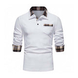 Men's Casual Lapel Slim Pocket Long Sleeve Polo Shirt 88198209K