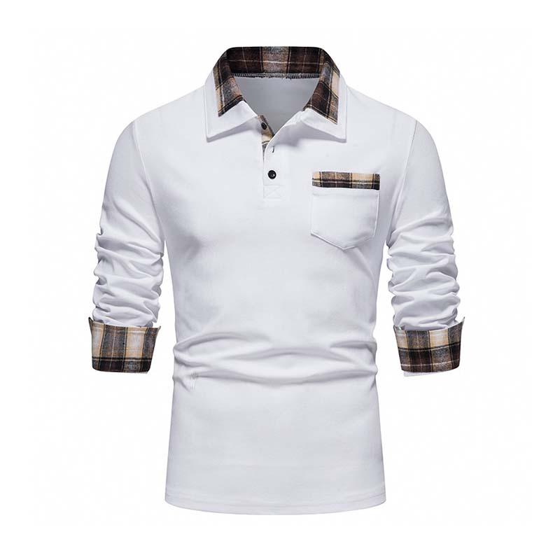 Men's Casual Lapel Slim Pocket Long Sleeve Polo Shirt 88198209K