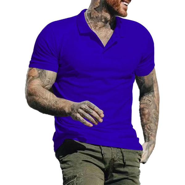 Men's Casual Solid Color Lapel Short Sleeve Polo Shirt 40896355Y