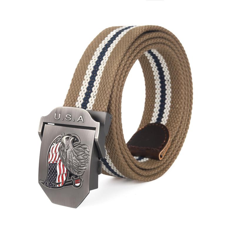 Ceinture à boucle automatique en toile avec drapeau américain pour homme 57484159K