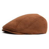 Men's Vintage Casual Solid Deerskin Beret 21646674TO