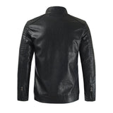 Men's Retro Motorcycle Zip Stand Collar Leather Jacket 56473764Y