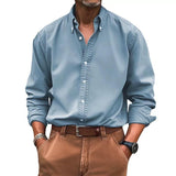 Men's Solid Loose Lapel Long Sleeve Casual Shirt 73513705Z