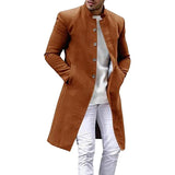 Men's Retro Stand Collar Single Breasted Mid-length Coat 11023590Z