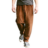 Men's Casual Vintage Solid Color Corduroy Trousers 95180563Y