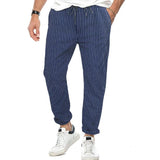 Men's Casual Lace-Up Slim Striped Pants 99725833X