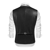 Men's Vintage V Neck Slim Single Breasted Leather Vest 90958464M