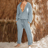 Men's Casual Solid Color Drawstring Hoodie Shirt Pants Set 65181455Y