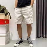 Men's Solid Color Corduroy Elastic Waist Cargo Shorts 80689308Z