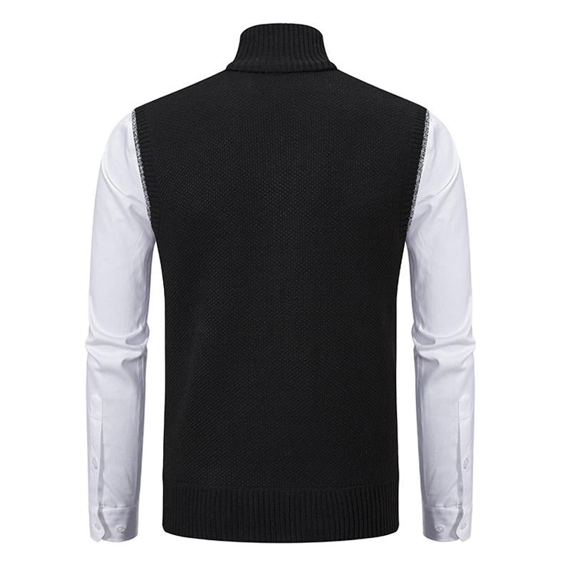 Gilet lavorato a maglia senza maniche con colletto alto casual da uomo, tinta unita 19972434Y