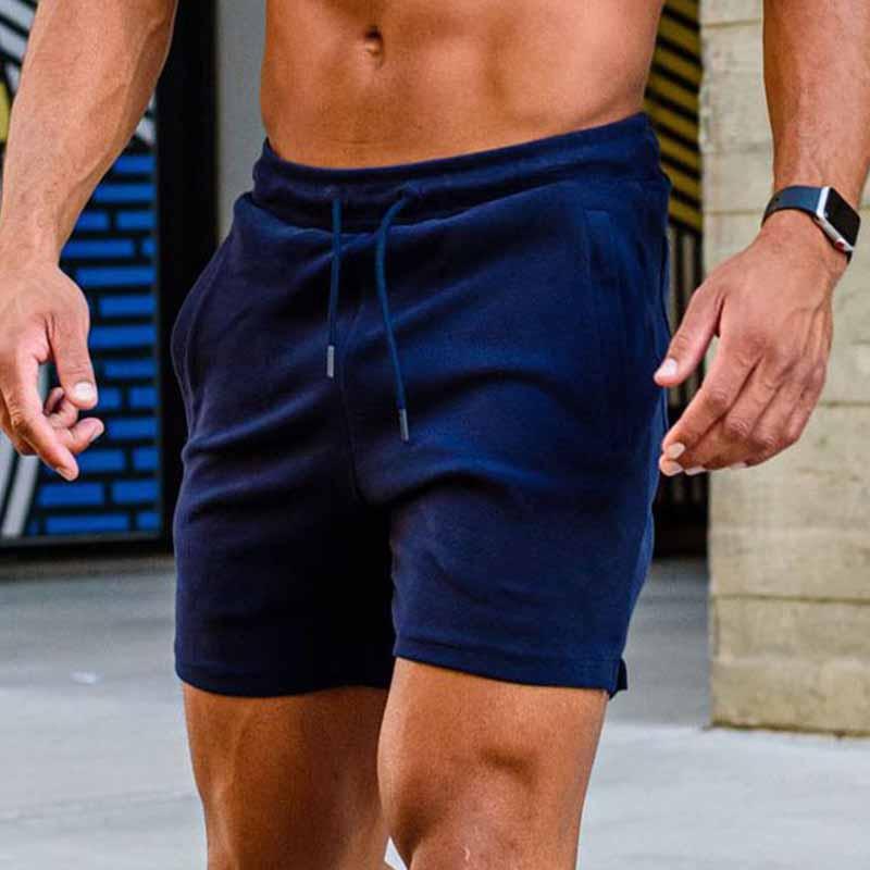 Men's Casual Solid Color Sports Straight Cotton Shorts 36794157M