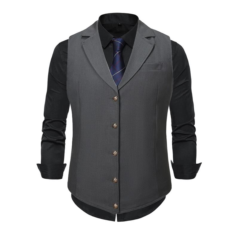Men'S Casual Solid Color Lapel Single Breasted Suit Vest 21178034Y