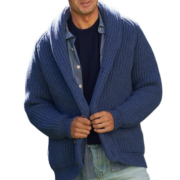 Men's Vintage Solid Color Shawl Collar Cardigan 56826976Y