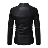 Men's Vintage Lapel Single Breasted Slim Leather Blazer 50170555M