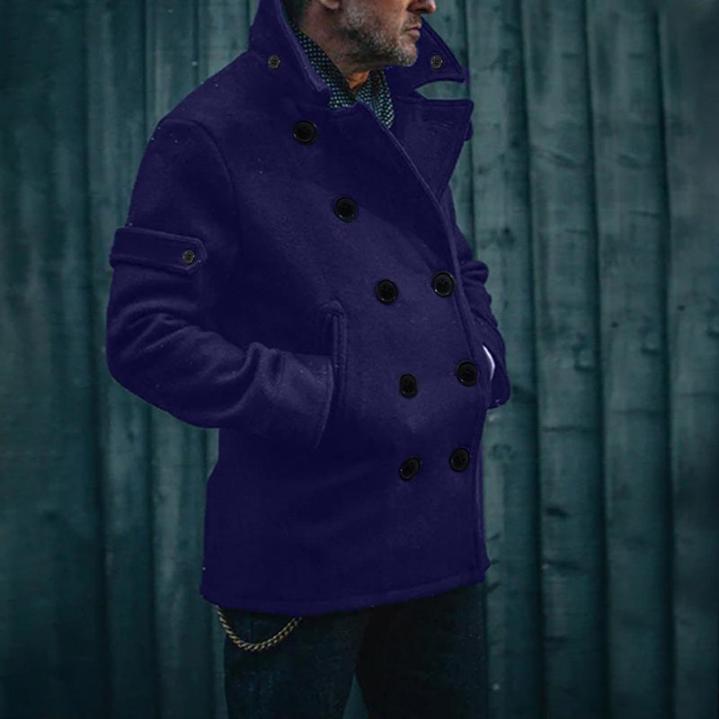 Men's British Style Solid Color Woolen Coat 71211519U